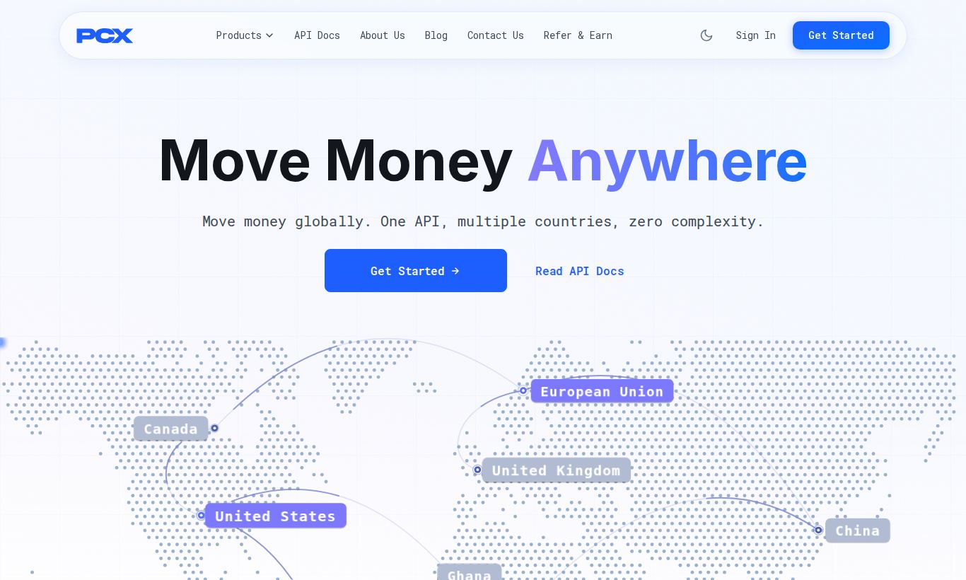 PCXPay homepage